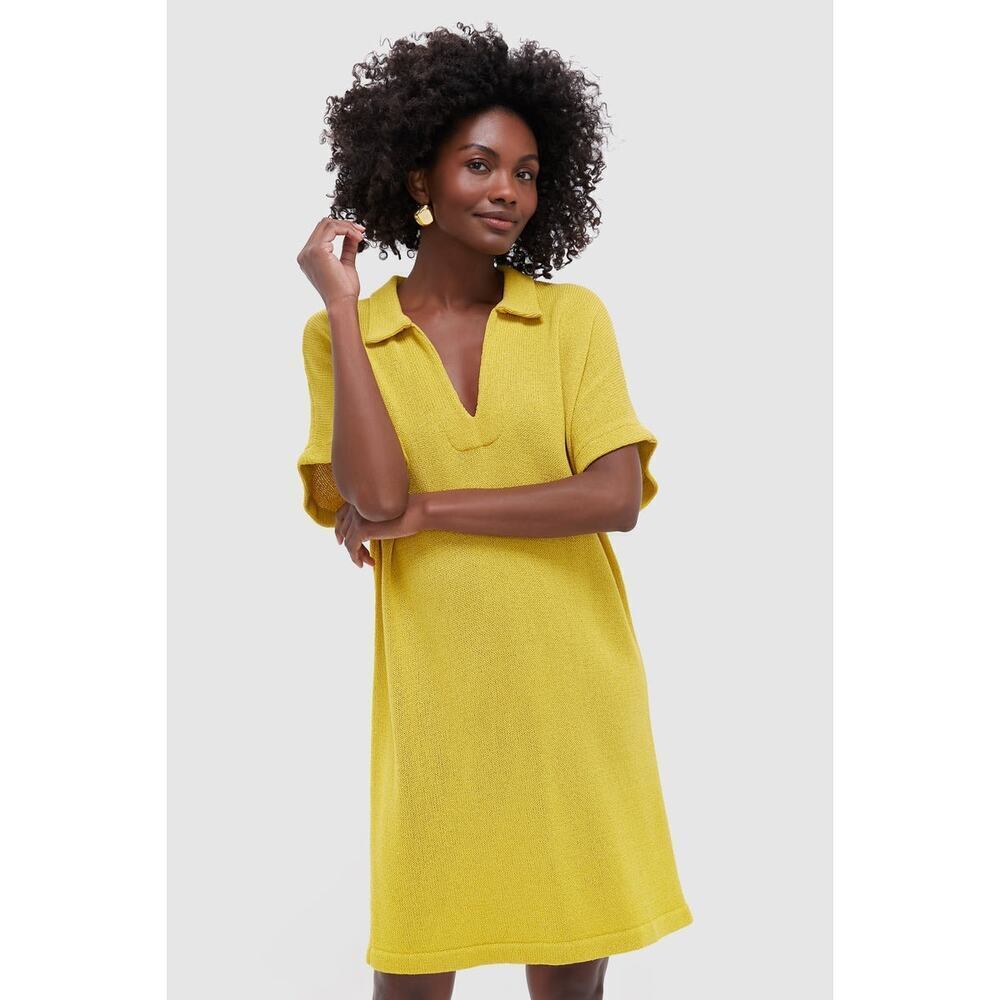 POMANDER PLACE Lemongrass Knit Maren Mini Polo Dress Size XS/S NWT
